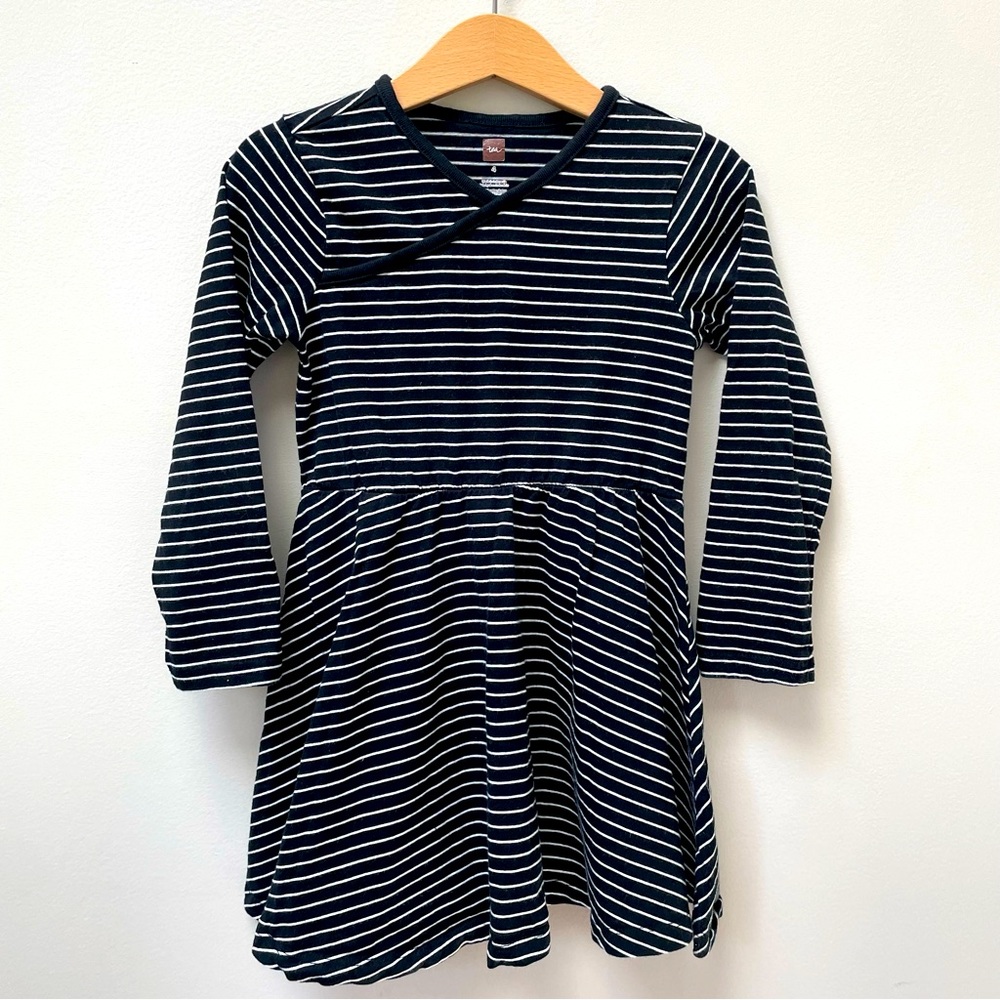 Tea Collection long sleeve dress black/white stripe